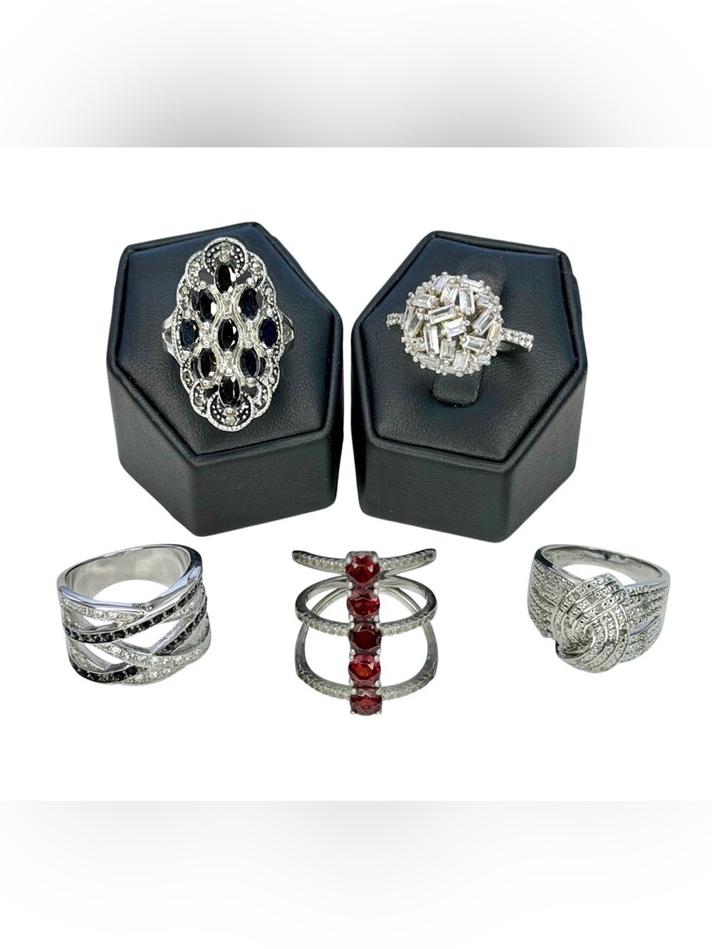 Lot of 5 Elegant & Stunning Statement Cocktail Rings